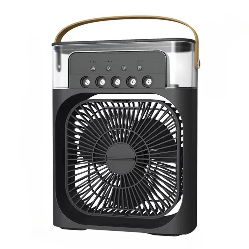 Cooling fan 3-in-1 portable desktop humidifier USB mini air conditioner night light mist suitable for home and office use