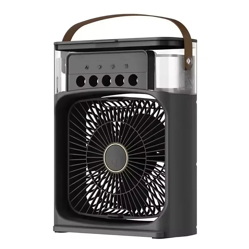 Cooling fan 3-in-1 portable desktop humidifier USB mini air conditioner night light mist suitable for home and office use